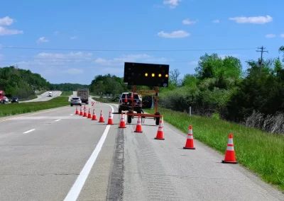 Traffic Control Company Placing Cones on Highway in Indiana 2